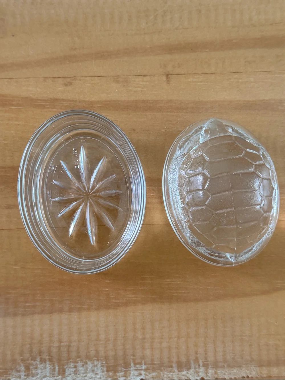 Turtle On Nest, Clear Glass, France, Small Oval Trinket Dish, Cottagecore